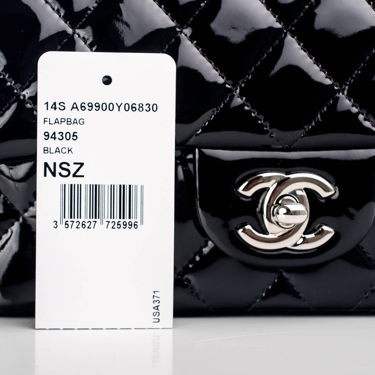 Chanel Black Quilted Patent Small Classic Flap Bag 2