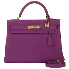 Hermes Anemone Togo Kelly 32cm Gold Hardware