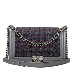 Chanel Metallic Tweed And Lambskin New Medium Boy Bag