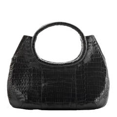 Nancy Gonzalez Black Caiman Crocodile Top Handle Bag