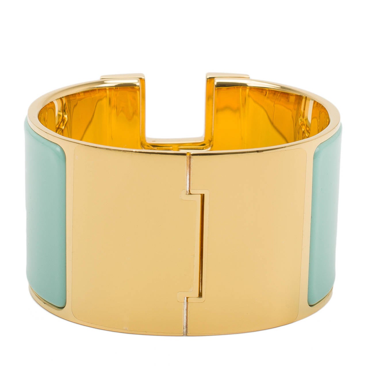 Hermes Lagoon Clic Clac H Extra Wide Enamel Bracelet PM In New Condition In New York, NY