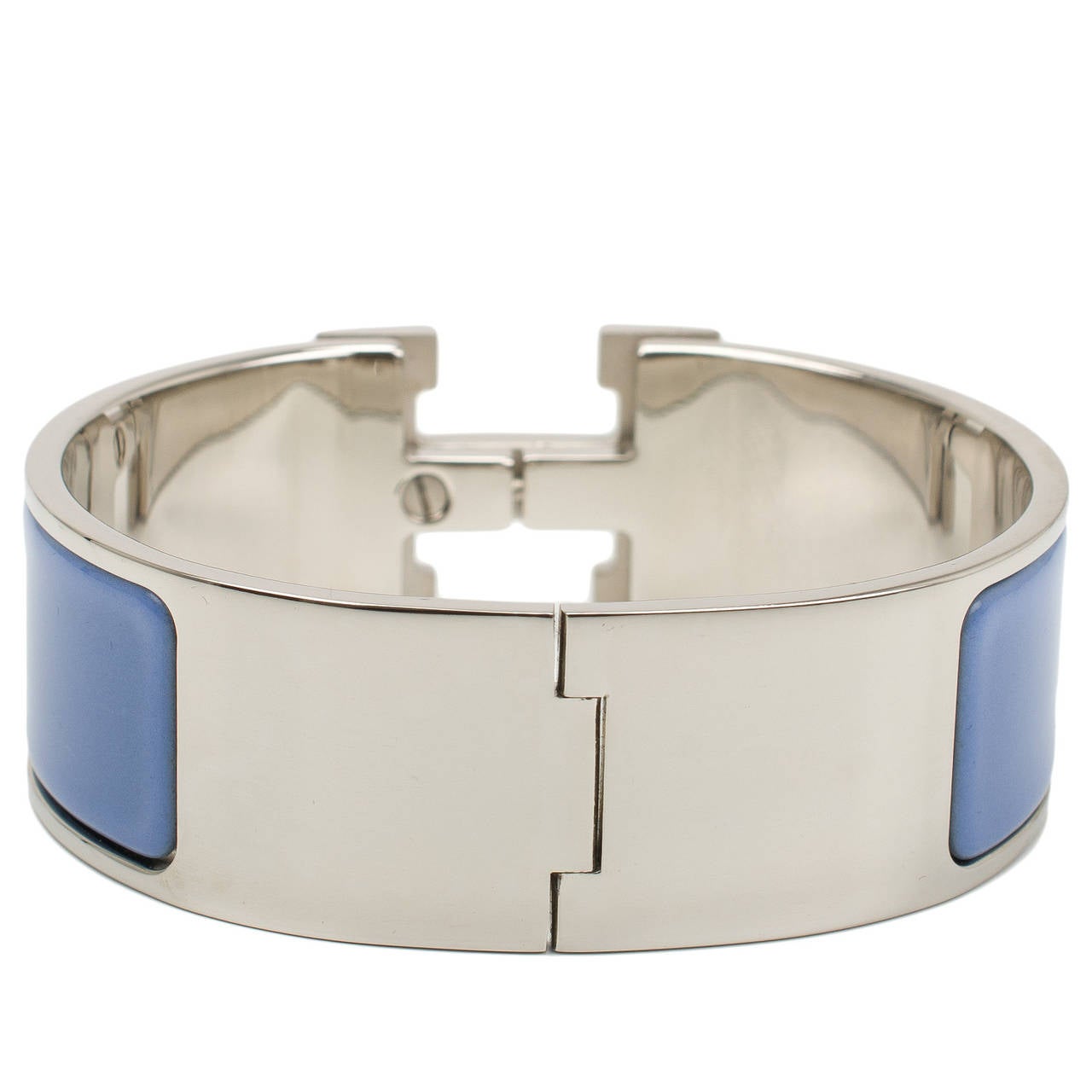 Hermes Petrole Blue Clic Clac H Wide Enamel Bracelet PM In New Condition For Sale In New York, NY