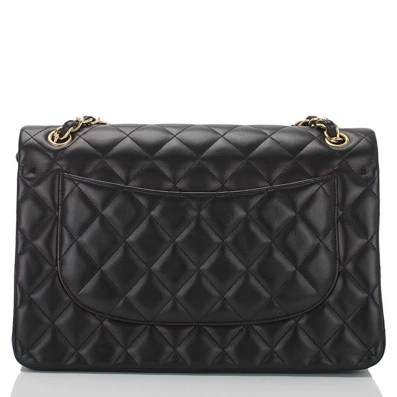 Chanel Black Quilted Lambskin Jumbo Classic Double Flap Bag Gold Hardware In New Condition In New York, NY