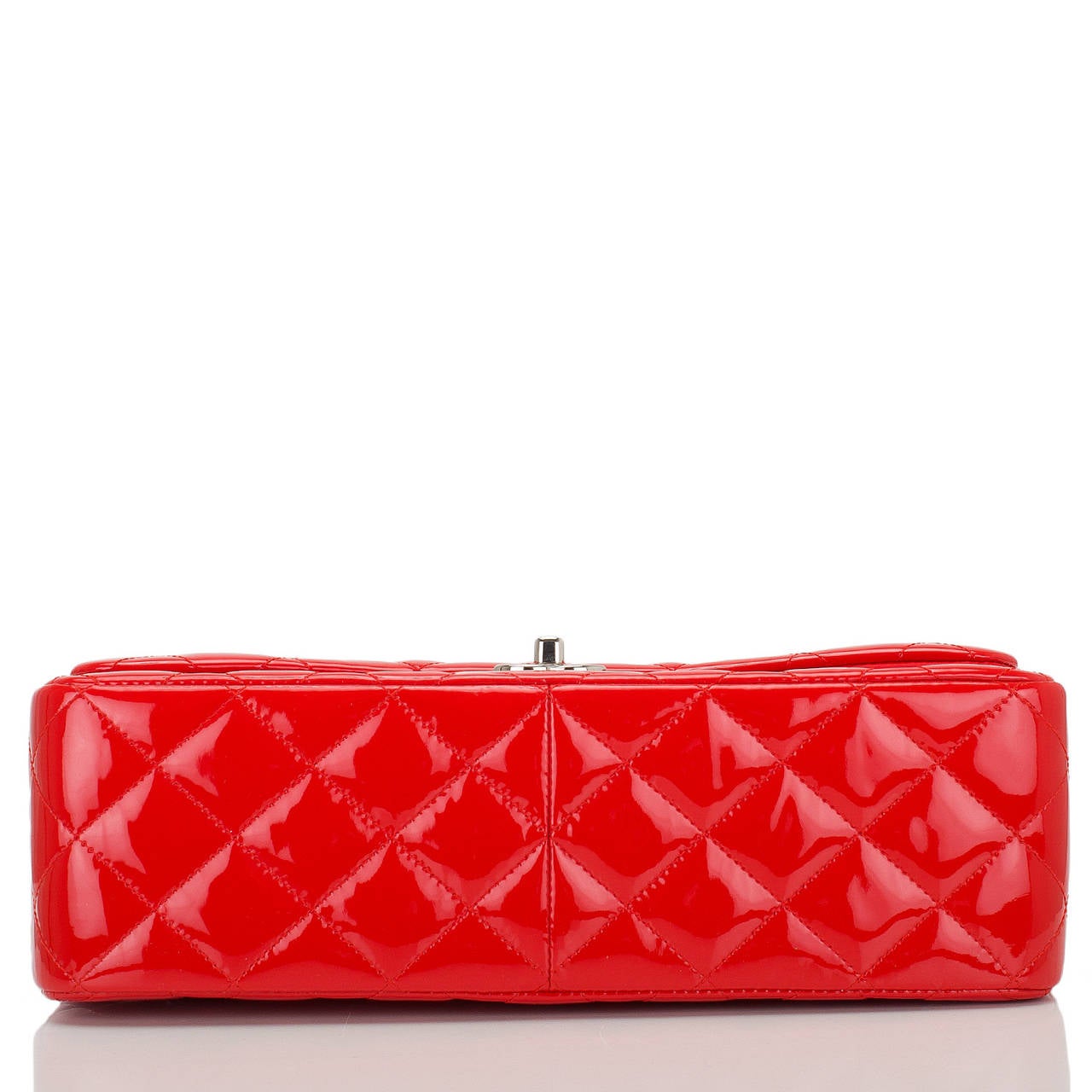 Women's Chanel Bright Red Quilted Patent Jumbo Classic Double Flap Bag