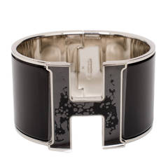 Hermes Black/Black Enamel H Clic Clac H Extra Wide Enamel Bracelet PM