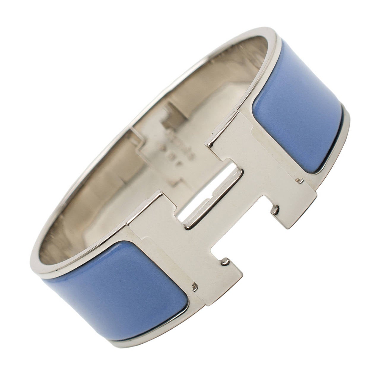 Hermes Petrole Blue Clic Clac H Wide Enamel Bracelet PM For Sale