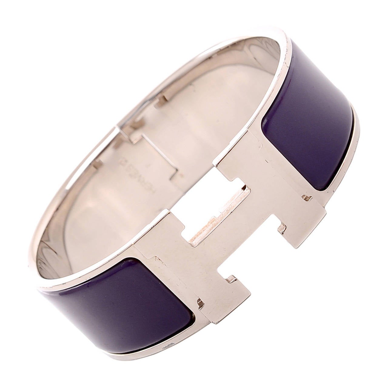 Hermes Prune Clic Clac H Wide Enamel Bracelet PM For Sale
