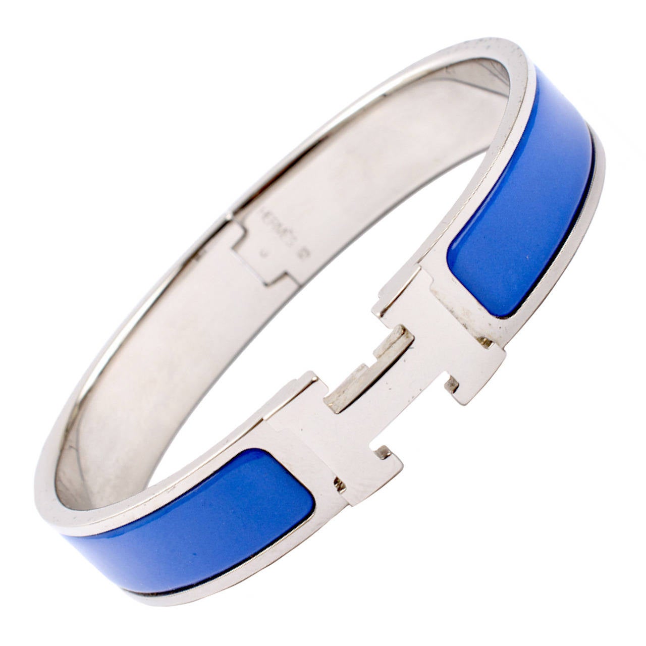 Hermes Royal Blue Clic Clac H Narrow Enamel Bracelet GM