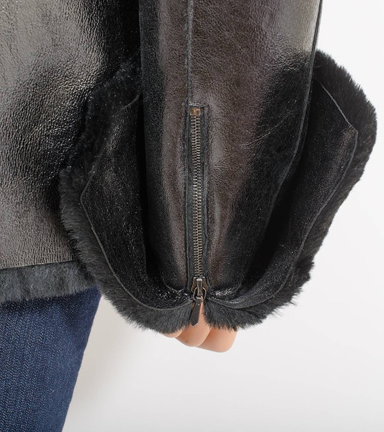 CHANEL Black Rabbit Fur 3/4 Length Coat FR 36 US 4 For Sale 1