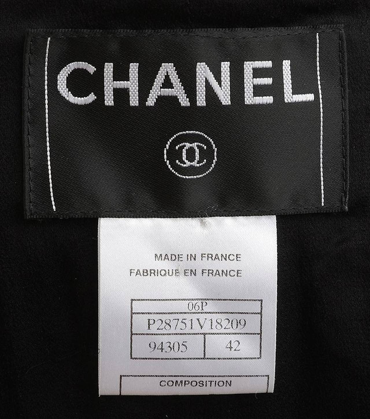 Chanel 06A Black Fantasy Tweed Silver Chain Trimmed Jacket Fr 42 US 10 1