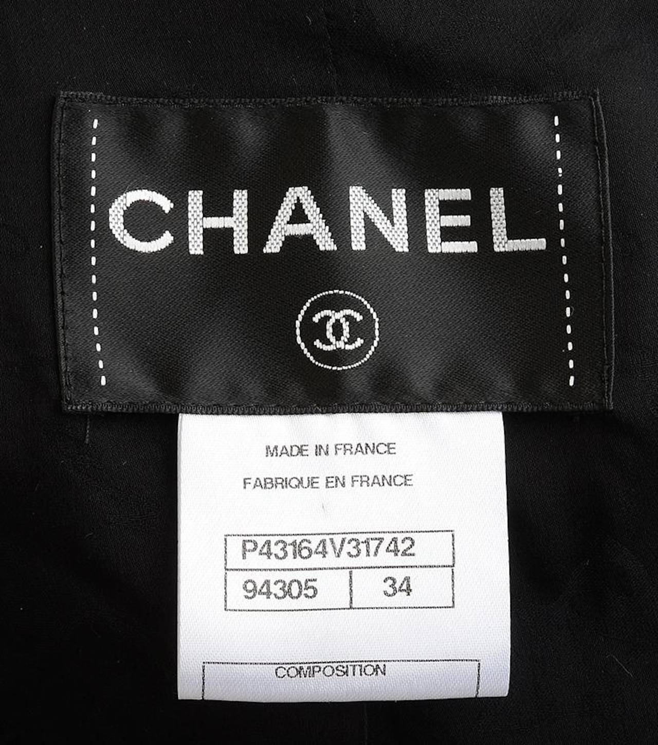 Women's Chanel 12P CC Logo Embroidered Black Cropped Jacket Fr 34 US 2