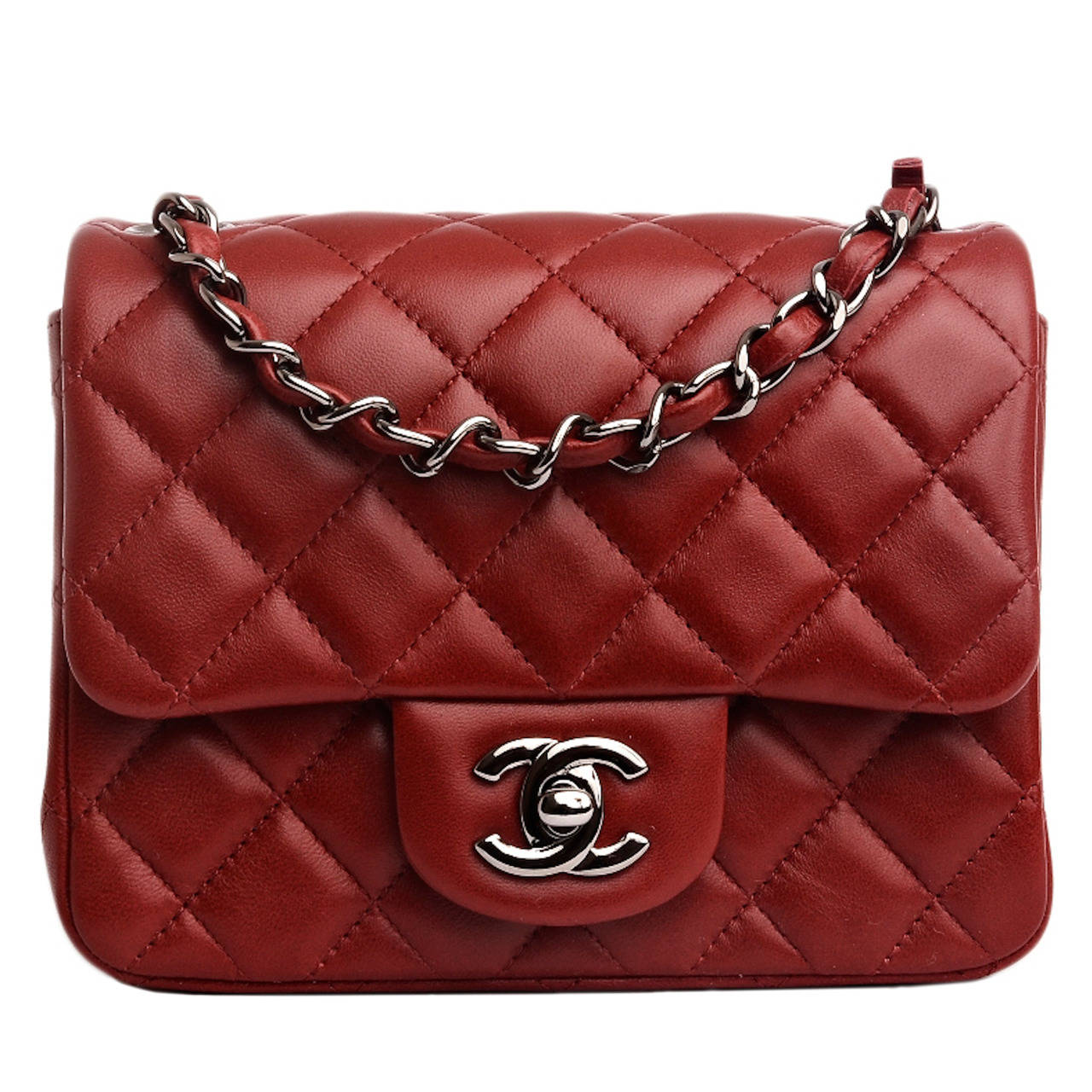 Chanel Dark Red Quilted Lambskin Mini Classic Flap Bag
