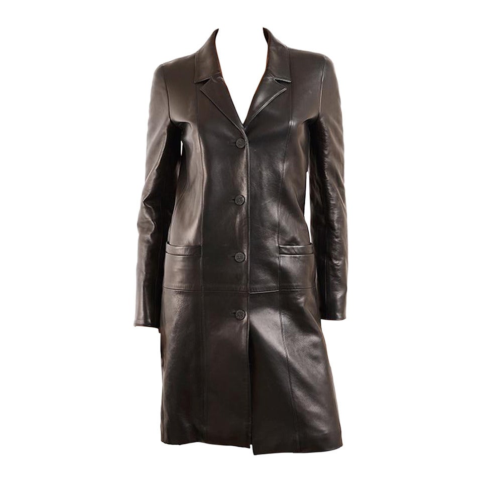 Chanel 04A Classic Lambskin Leather Coat FR 36 US 4 For Sale