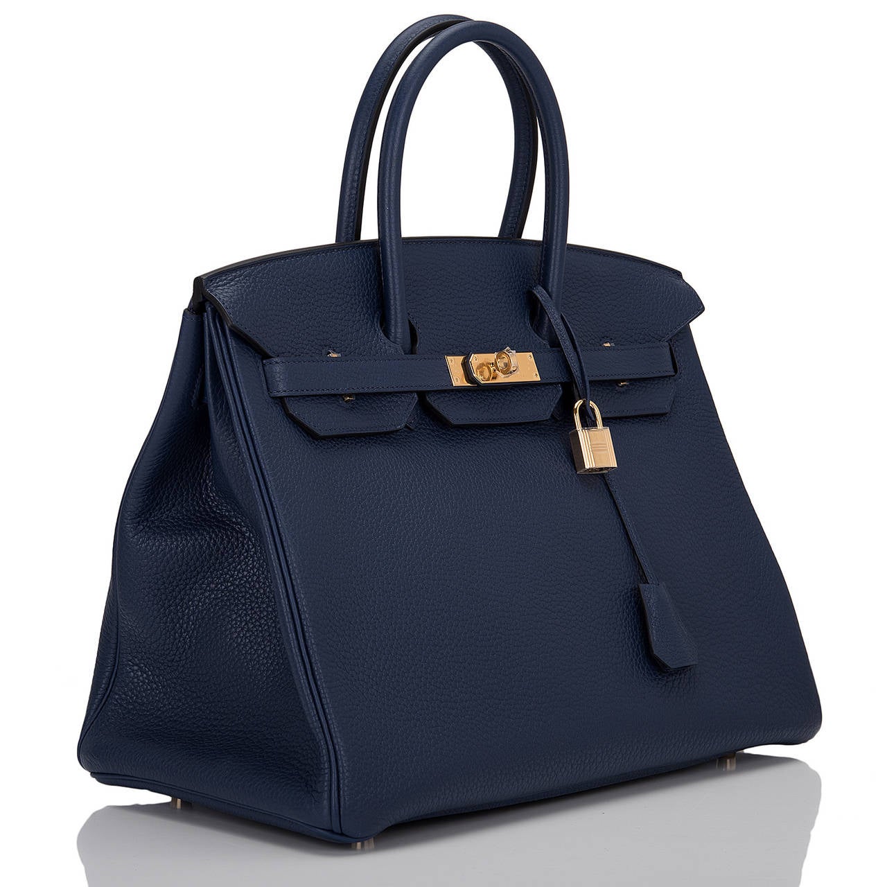Hermes Blue Sapphire Clemence Birkin 35cm Gold Hardware at 1stdibs