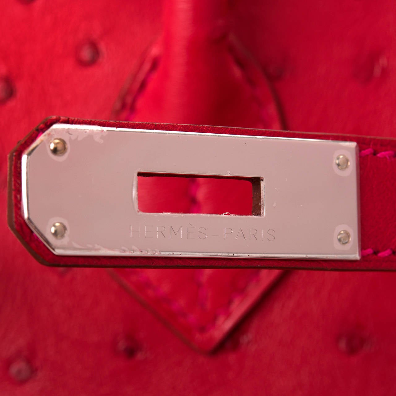 Hermes Rouge Vif Ostrich Birkin 30cm Palladium Hardware at 1stdibs  