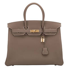 Hermes Etoupe Togo Birkin 35cm Gold Hardware