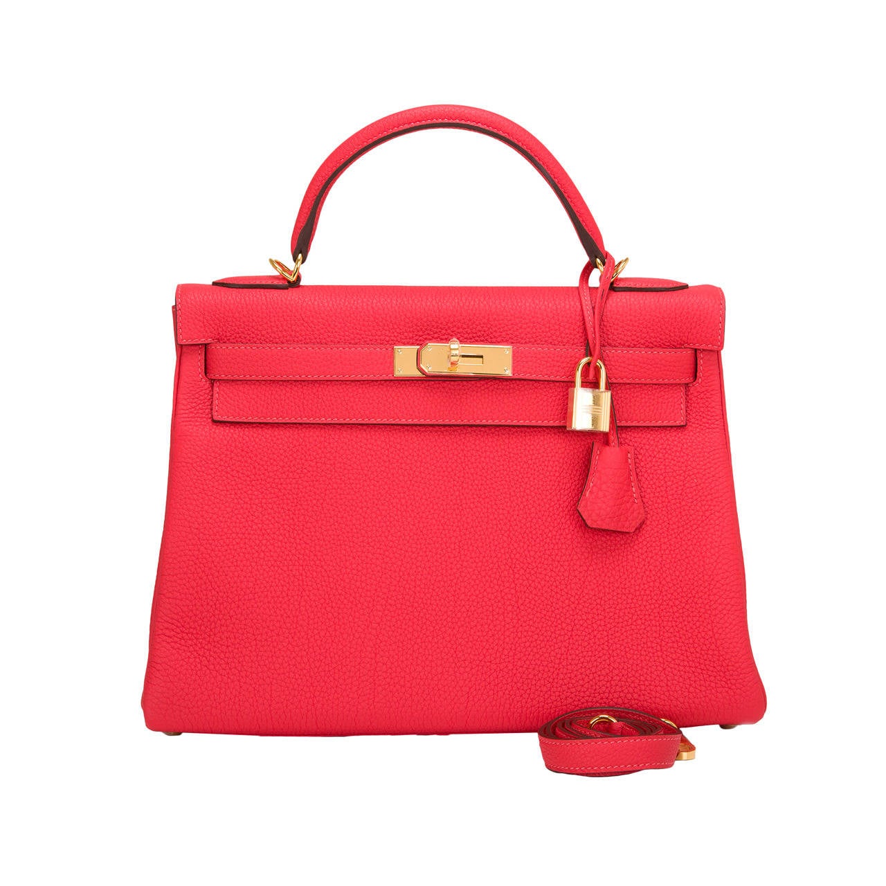 Hermes Rouge Pivoine Togo Kelly 32cm Gold Hardware at 1stdibs  