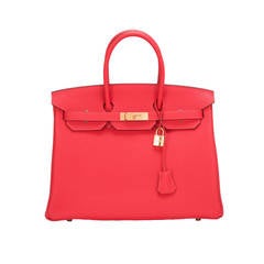 Hermes Rouge Pivoine Togo Birkin 35cm Gold Hardware