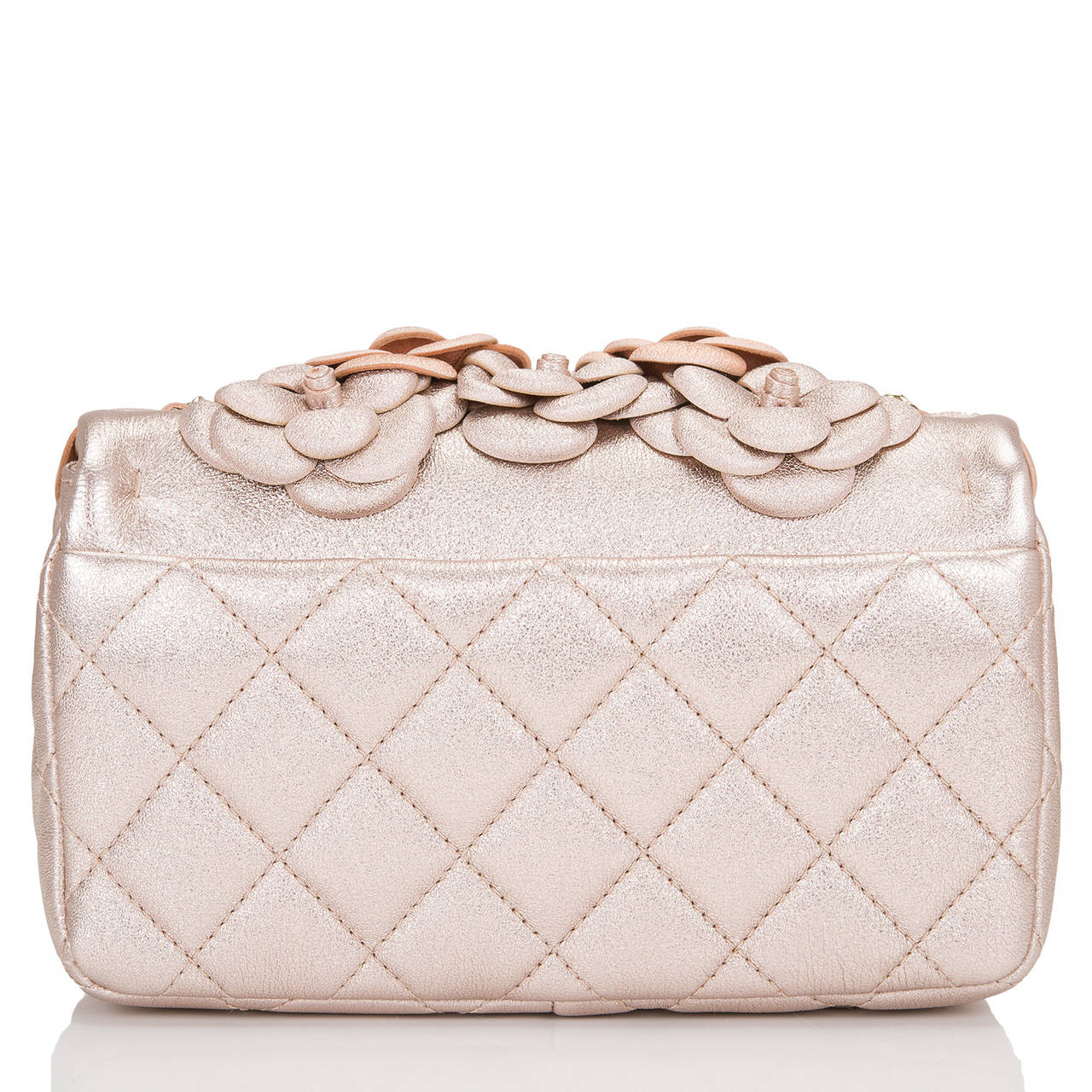 Chanel Pink Quilted Camellia Flap Bag In New Condition In New York, NY