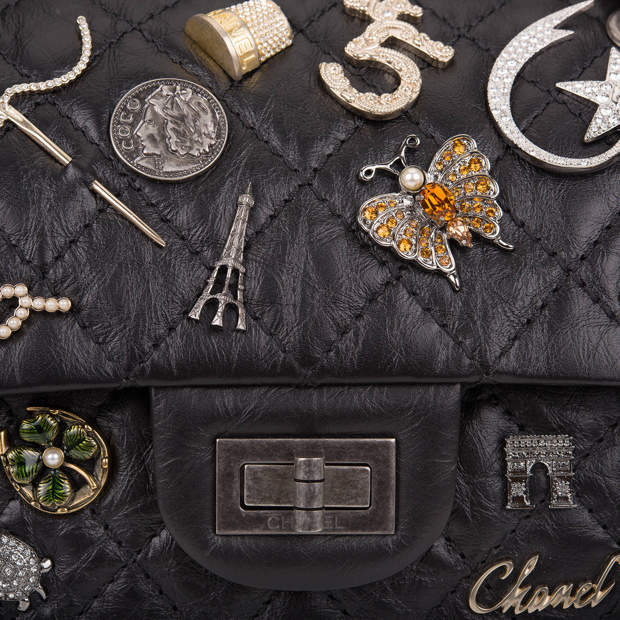 Women's Chanel Black Reissue 2.55 Lucky Charm Bag