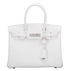 Hermes White Clemence Birkin 30cm Palladium Hardware