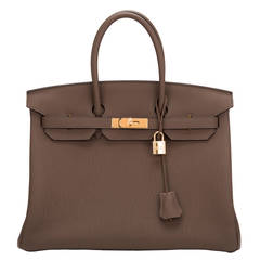 Hermes Taupe Togo Birkin 35cm Gold Hardware