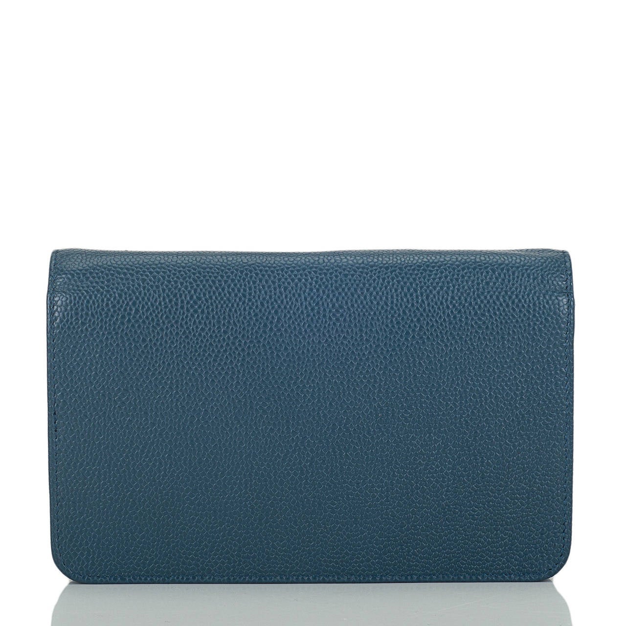 Chanel Slate Blue Caviar Timeless Wallet On Chain (WOC) In New Condition In New York, NY