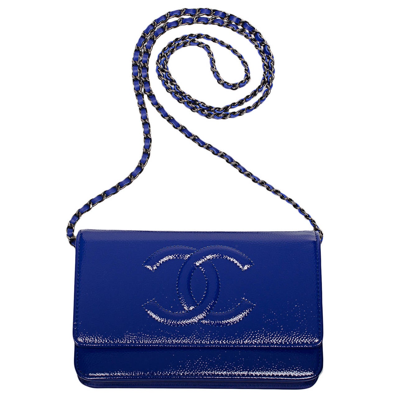 Chanel Blue Glazed Caviar Timeless Wallet On Chain (WOC) 1