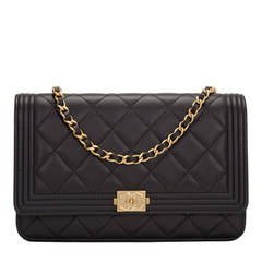 Chanel Black Quilted Lambskin Boy Wallet On Chain (WOC)