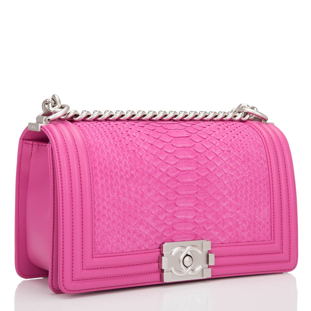 Chanel Pink Python Medium Boy Bag at 1stDibs