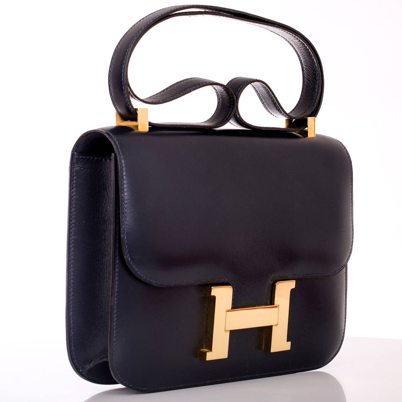Hermes Vintage Navy Blue Box Leather Constance 23cm