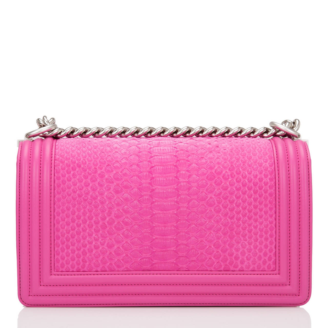 chanel pink python boy bag