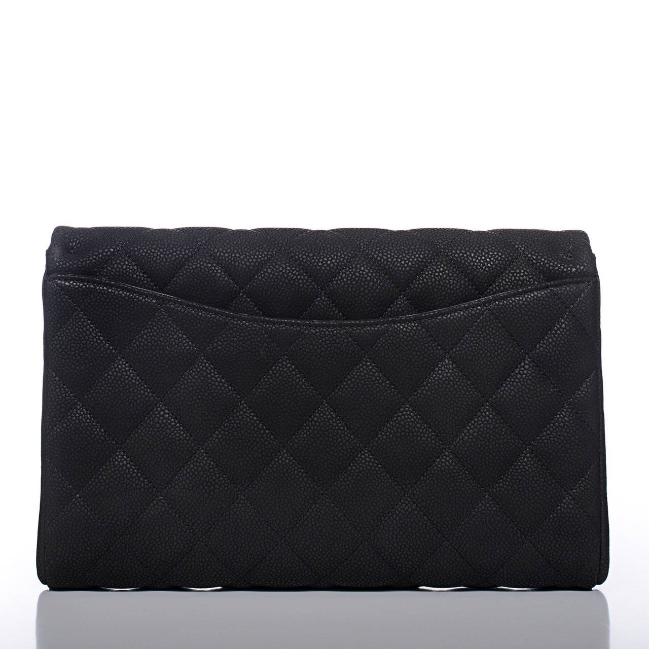 Chanel Black Quilted Matte Caviar New Clutch With Chain In New Condition In New York, NY