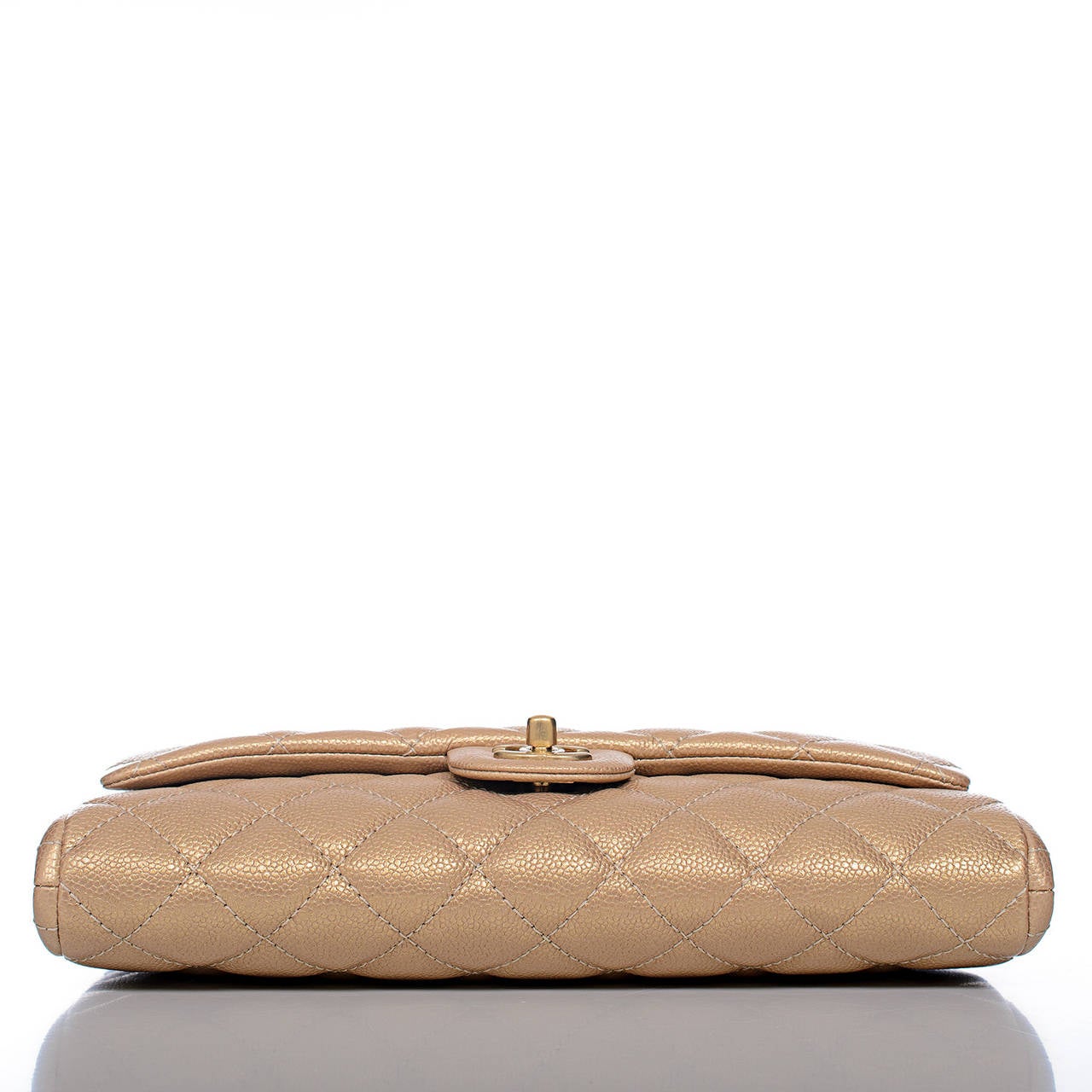 Women's Chanel Gold New Clutch Classic Quilted Caviar Flap Bag