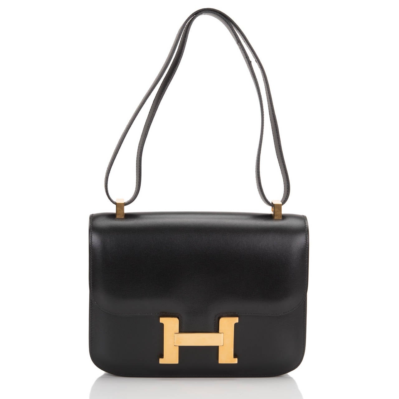 Hermes Vintage Black Box Leather Constance 23cm 1