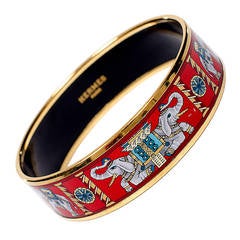 Hermes "Torana" Wide Printed Enamel Bracelet GM (70)