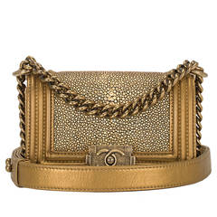 Chanel Metallic Gold Stingray Mini Boy Bag