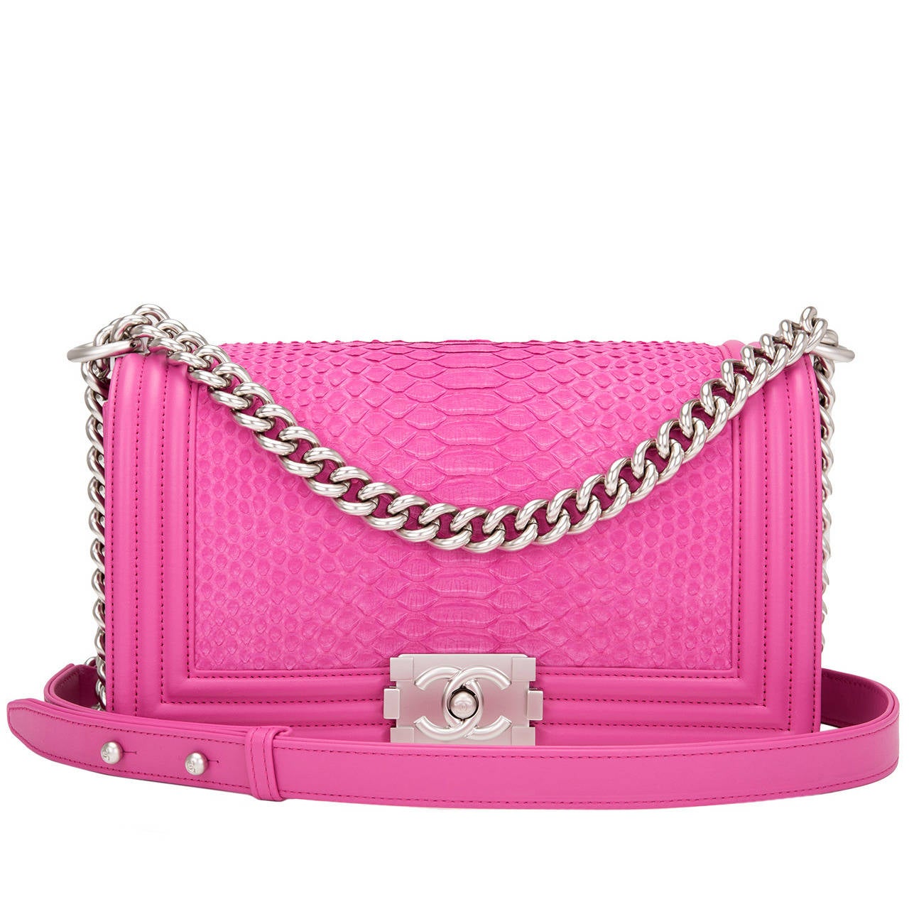 Chanel Pink Python Medium Boy Bag