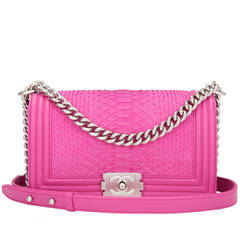 Chanel Pink Python Medium Boy Bag