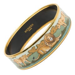 Hermes "Safari" Wide Printed Enamel Bracelet GM (70)