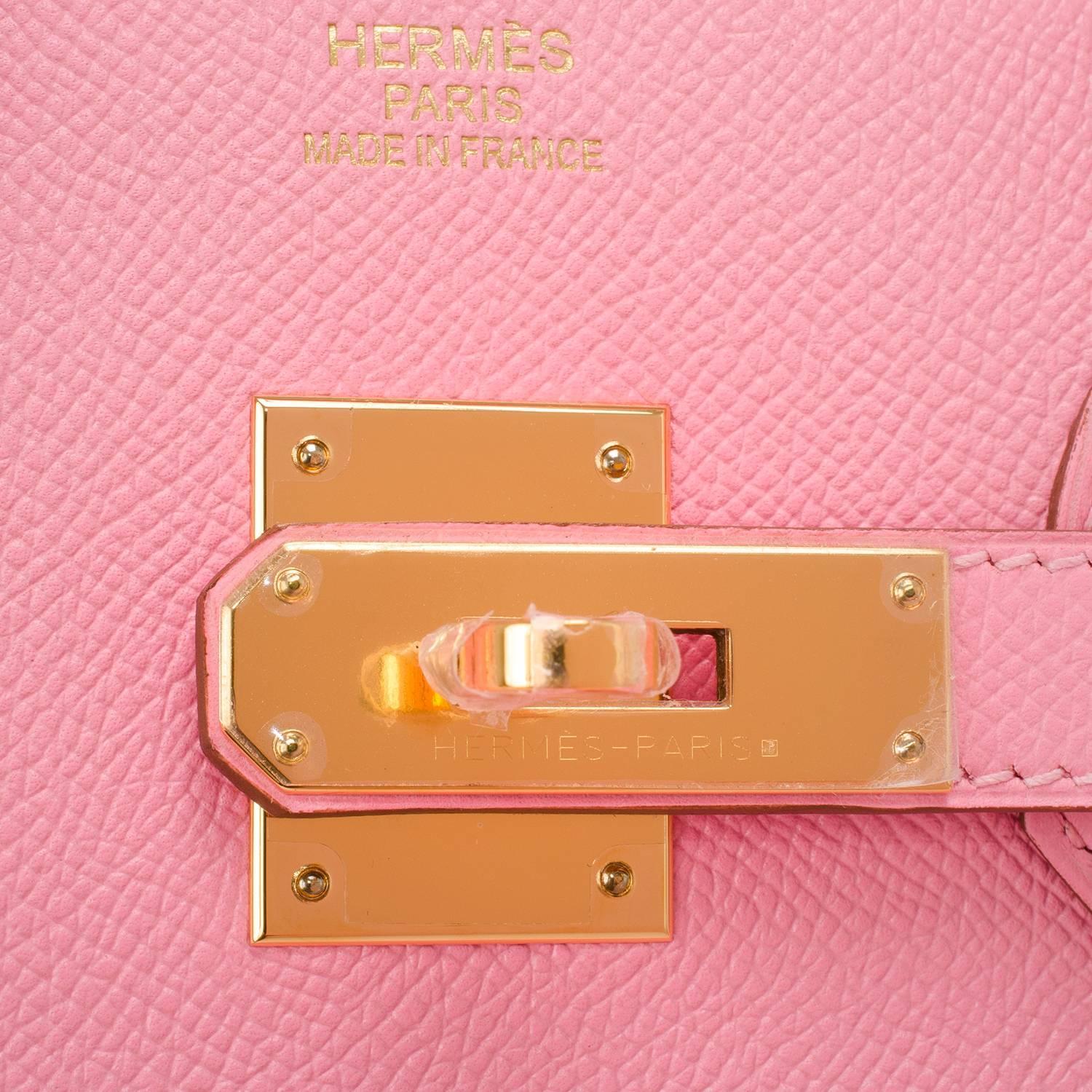 Hermes Rose Sakura Pink 25cm Swift Leather Birkin Satchel Bag Jewel