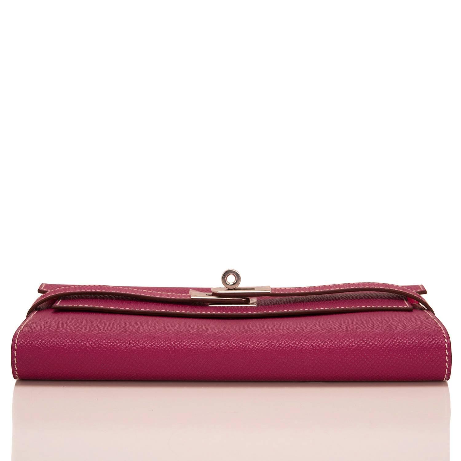 Hermes Bi-Color Tosca and Rose Tyrien Epsom Kelly Longue Wallet at ...
