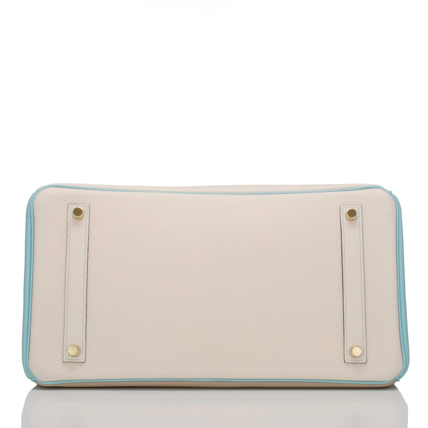 Hermès HSS Tri-Color Craie, Gris Tourterelle, Blauer Atoll Togo Birkin 35cm Damen