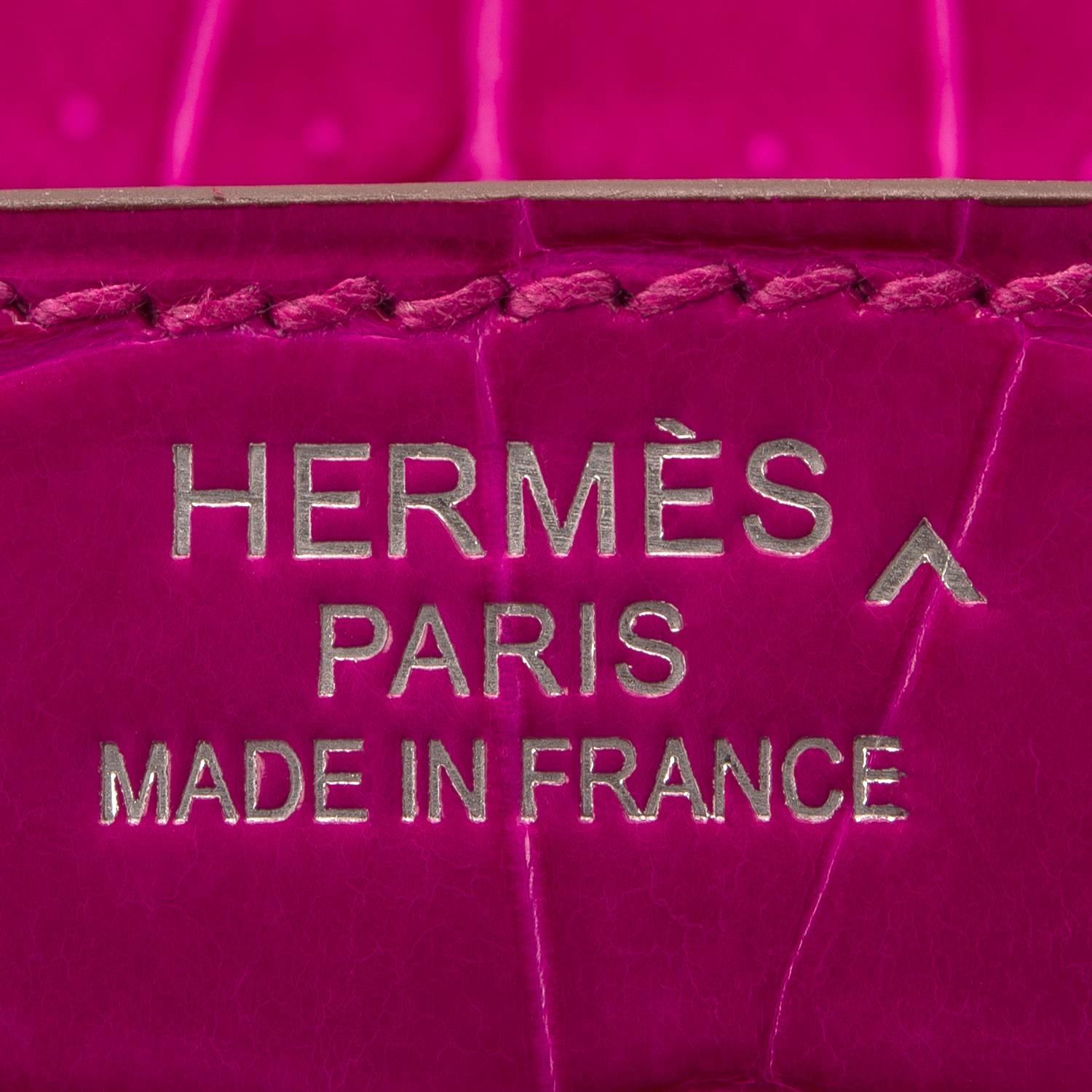 Women's Hermes Rose Scheherazade Shiny Porosus Crocodile Birkin 35cm Palladium Hardware