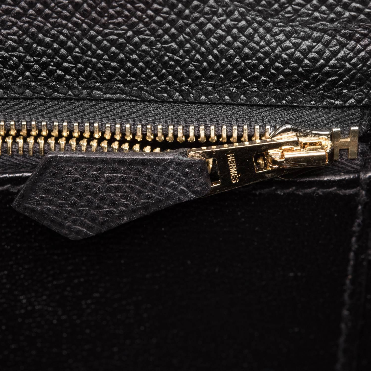 Hermes Black Epsom Sellier Kelly 25cm Gold Hardware For Sale at ...  