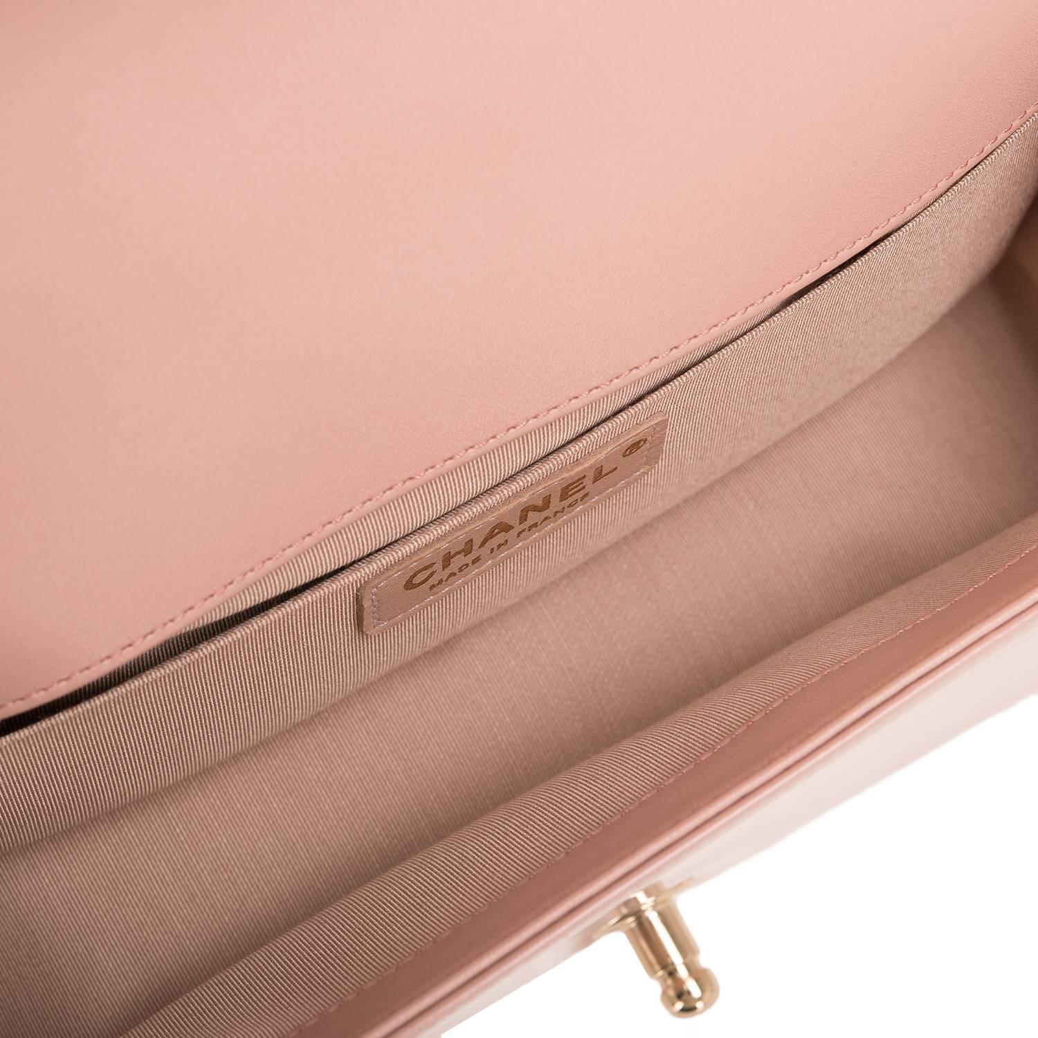 Beige Chanel Light Pink Iridescent Calfskin Medium Boy Bag