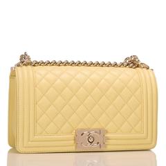 Chanel Yellow Lambskin Medium Boy Shoulder Bag
