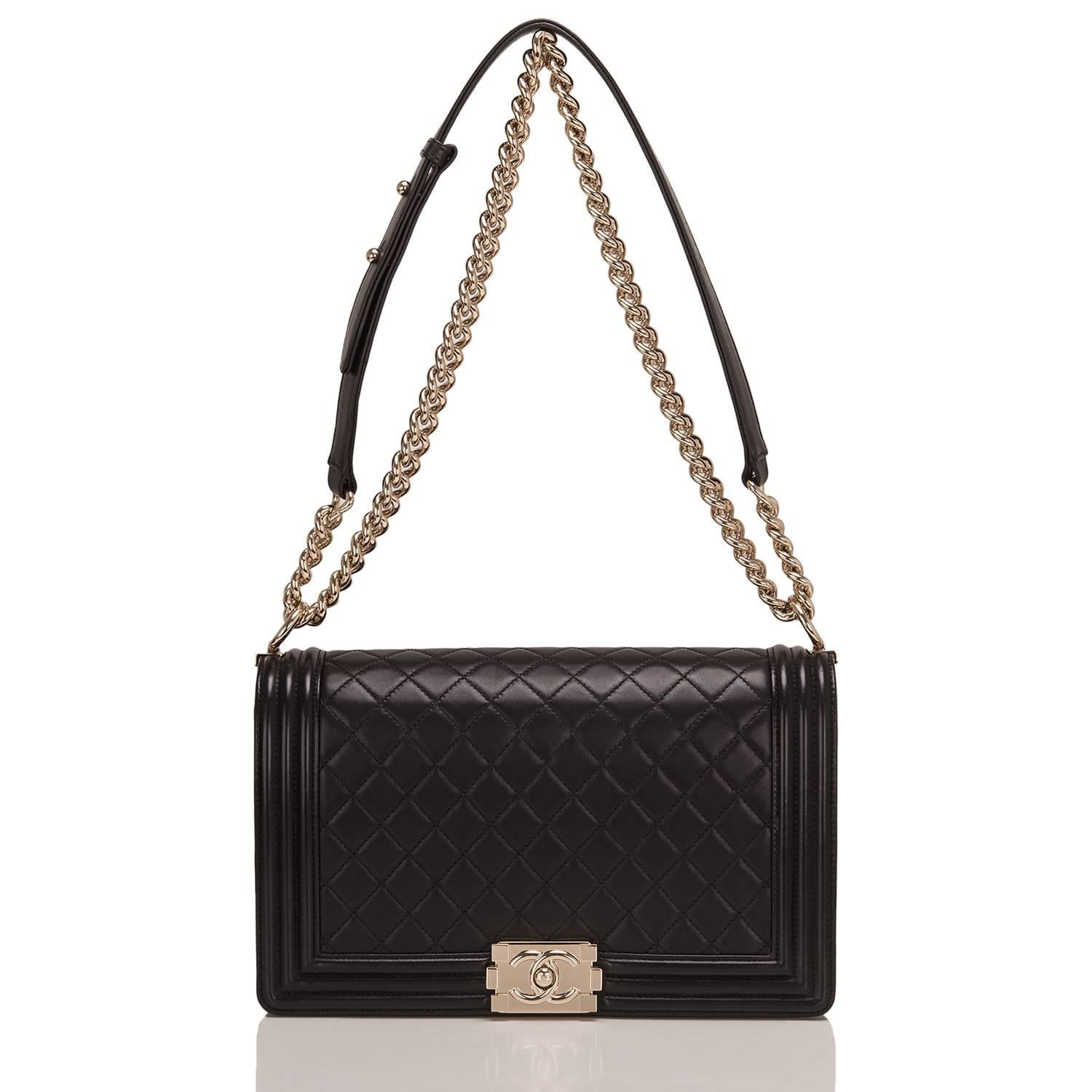 Chanel Black Quilted Lambskin New Medium Boy Bag 1