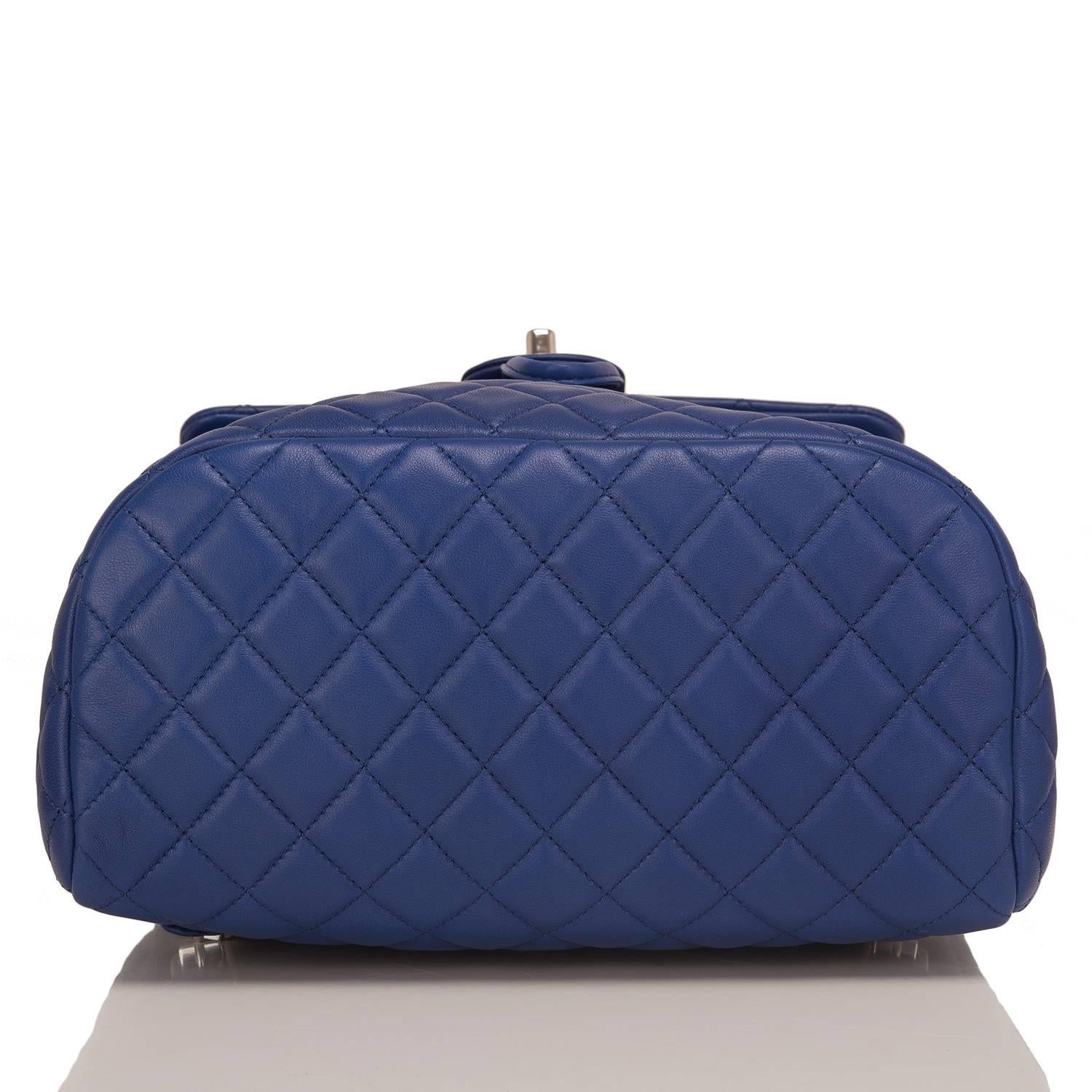 Chanel Urban Spirit Blue Quilted Lambskin Large Backpack In New Condition In New York, NY