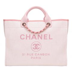 Chanel Pink Canvas Large Deauville Shopping Tote Bag at 1stDibs